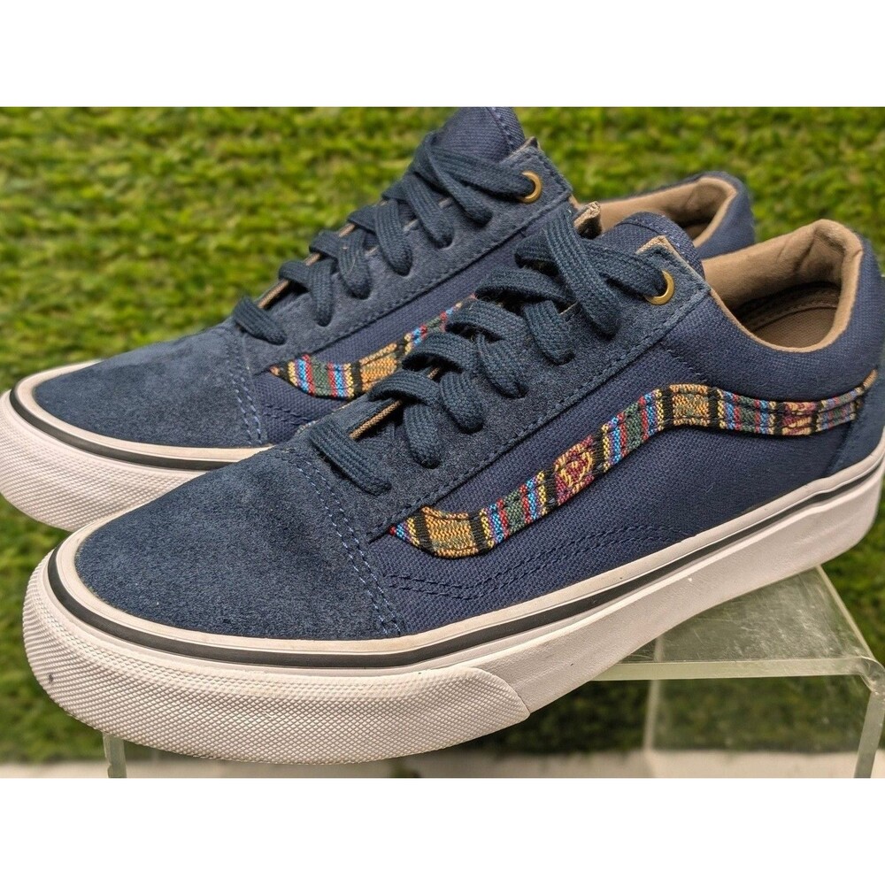 Vans Old Skool C&L Navy Woven Suede Skate Women's size 7